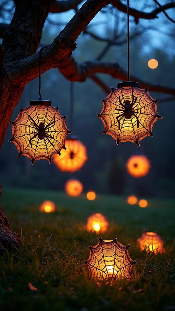 spooky lanterns with spiders