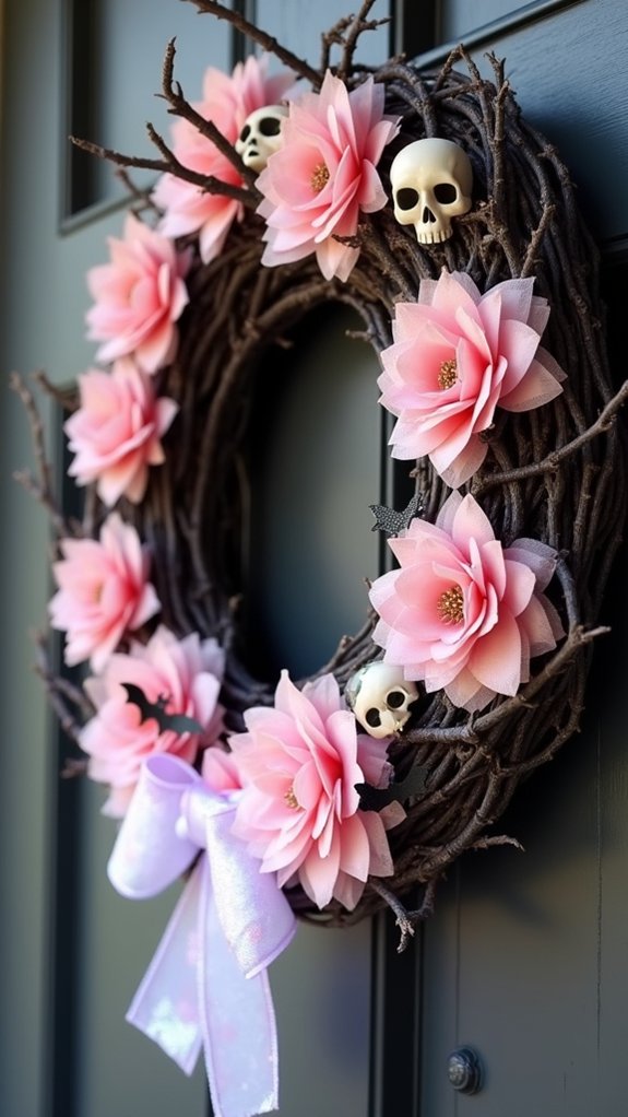 spooky pink halloween wreaths