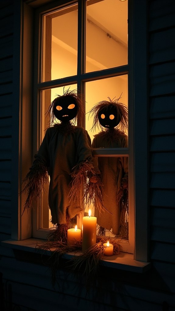 spooky scarecrow window display