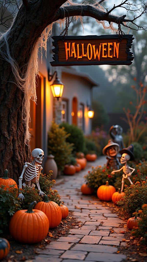 spooky signs enhance entryway