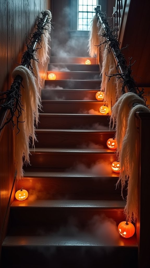 spooky staircase halloween decor