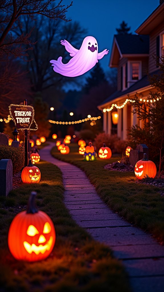 spooky themed directional signage