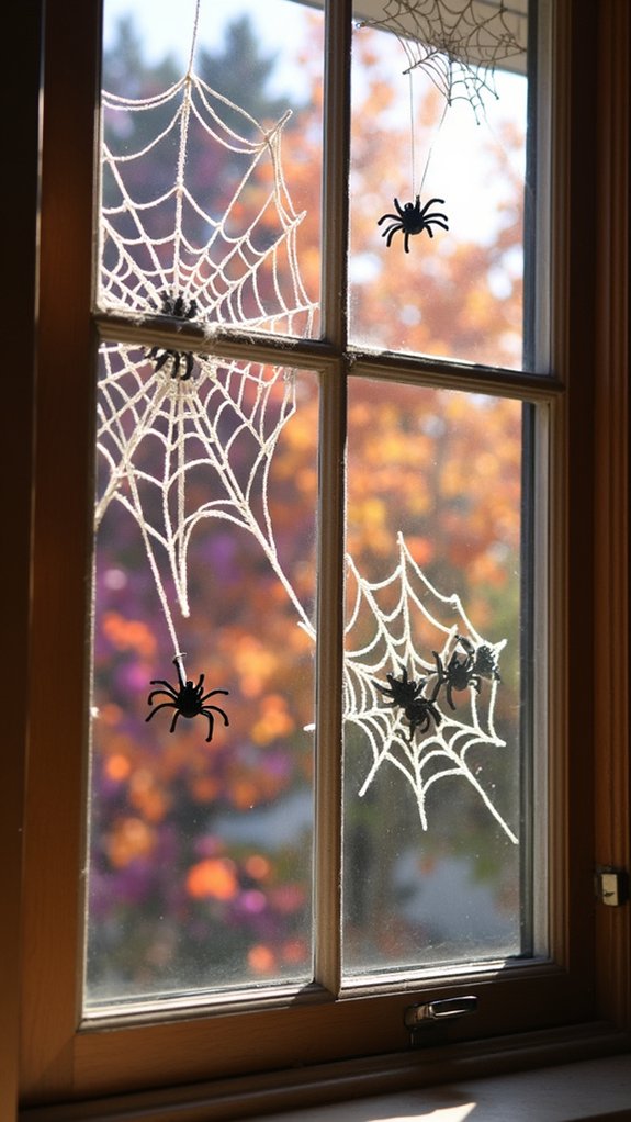 spooky window spider webs