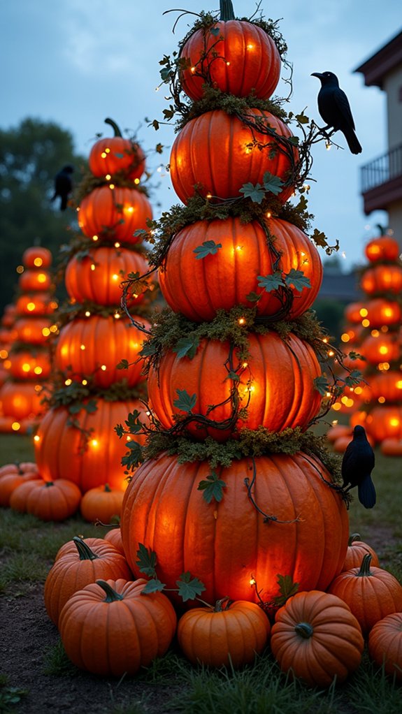 stacked pumpkins halloween centerpiece