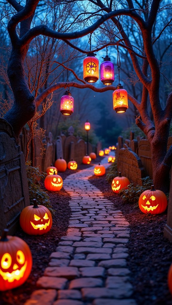themed halloween pathway lighting