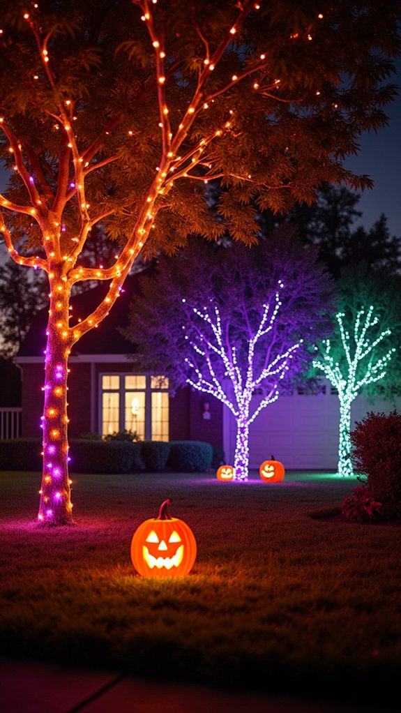 vibrant halloween lighting decor