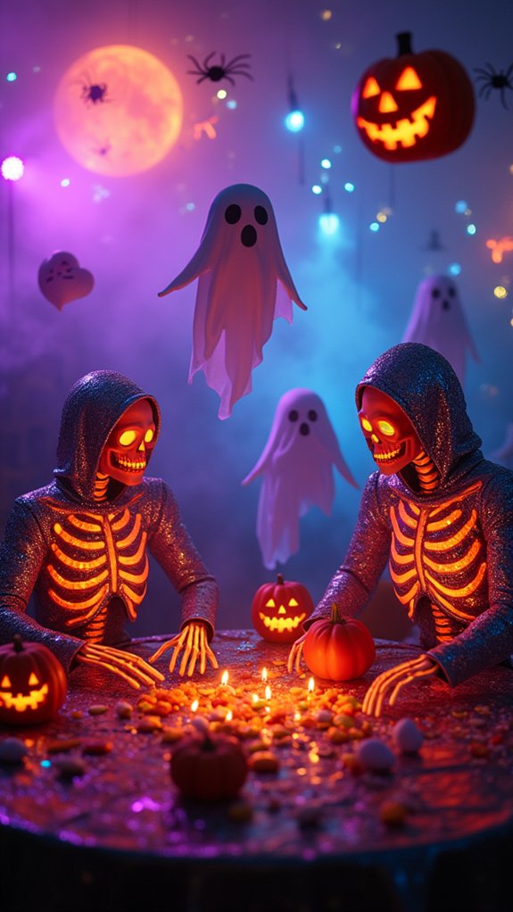 vibrant neon halloween decor