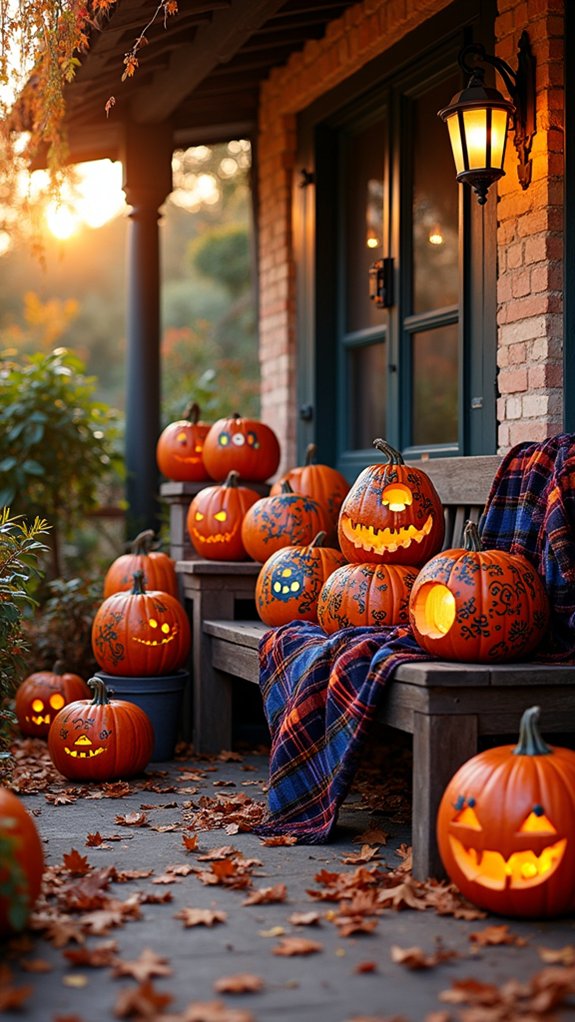 vibrant painted pumpkin displays