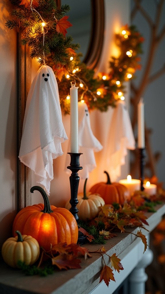 whimsical halloween mantle decor