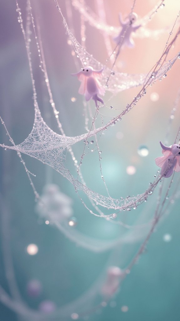 whimsical pastel spiderweb decorations