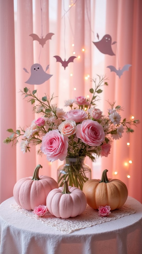 whimsical pink halloween decor