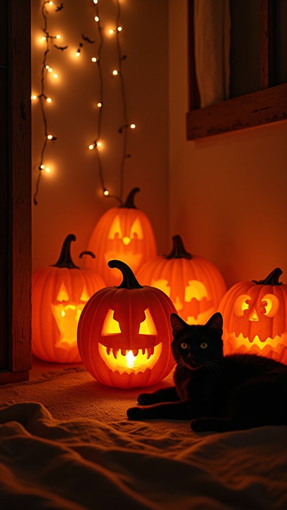whimsical pumpkin lantern display