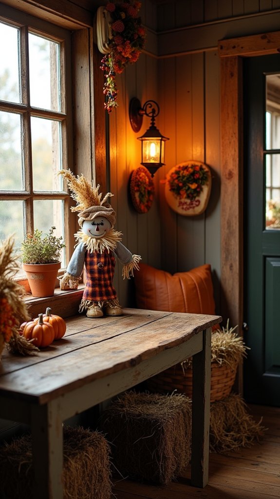 whimsical scarecrow halloween decor