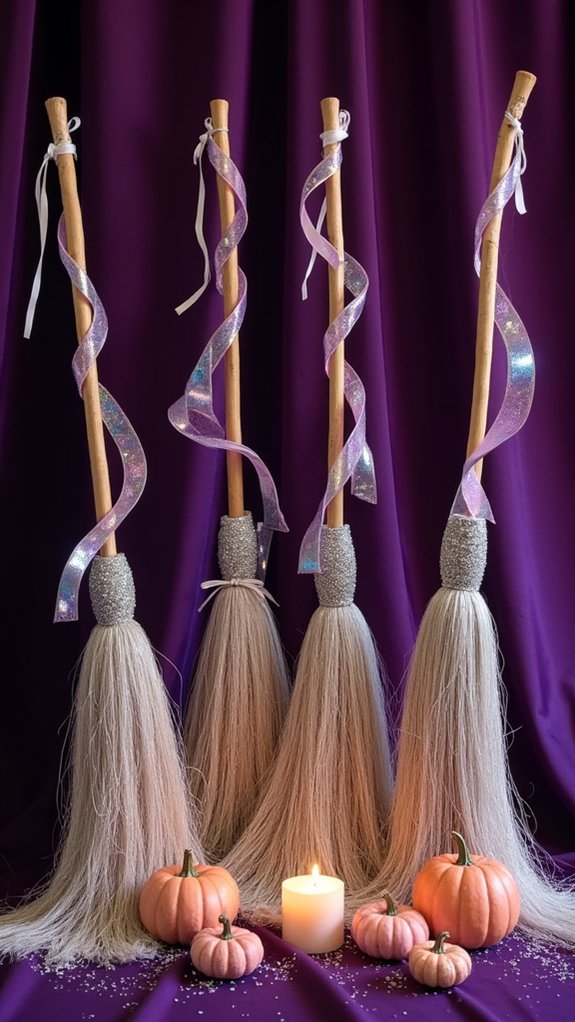 whimsical sparkly broomstick decor