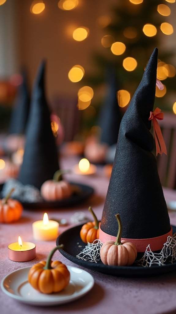 whimsical witch hat centerpieces