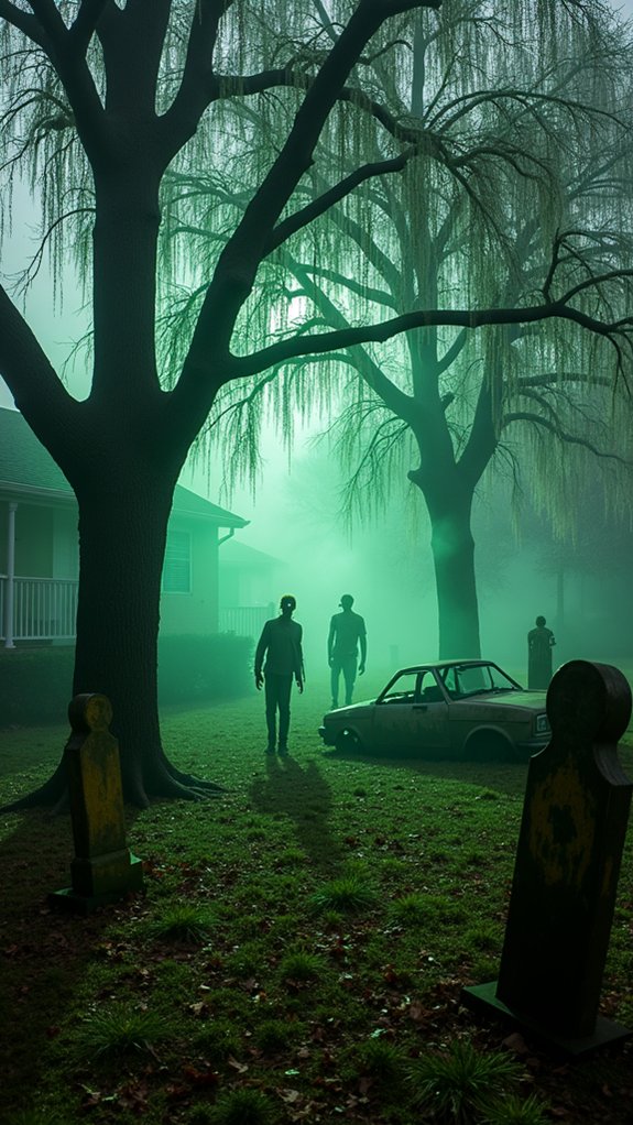 zombie themed halloween yard decor