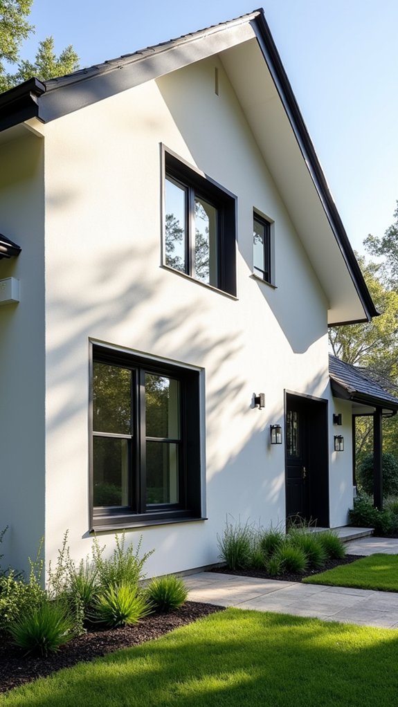 black trim white facades