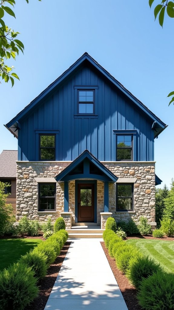 bold blue farmhouse exterior