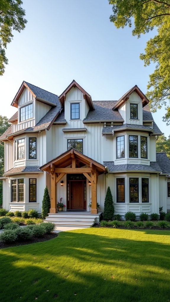 charming dormers and bay windows