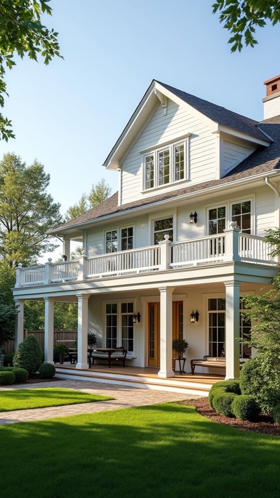 charming white farmhouse exterior