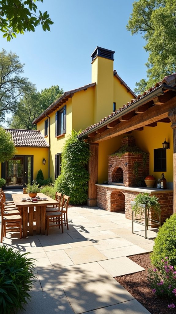 cheerful farmhouse with oven