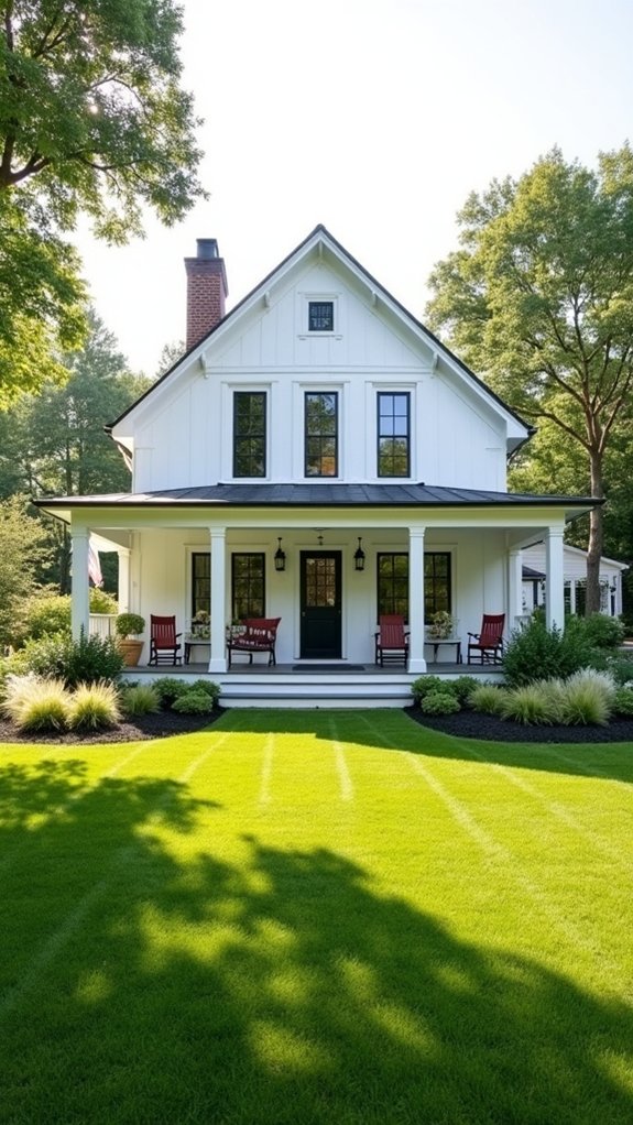 chic farmhouse amidst greenery