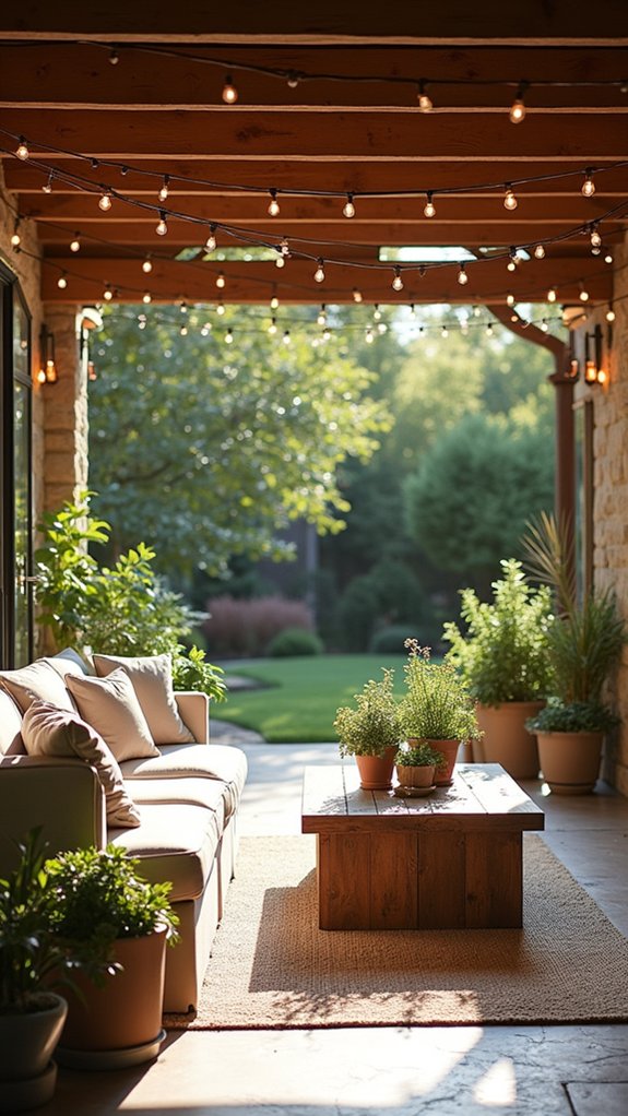 cozy farmhouse patio lighting