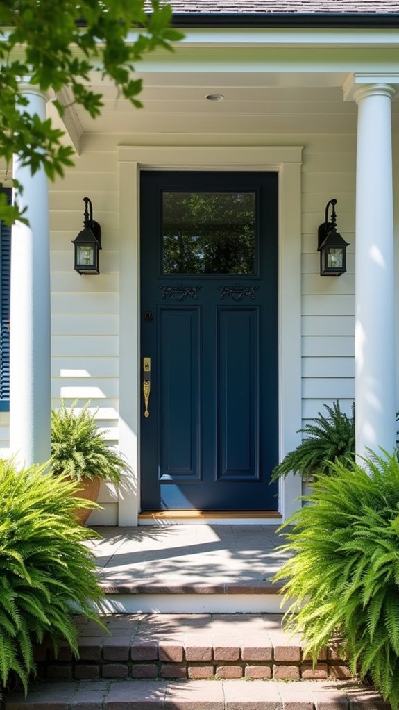 decorative shutters enhance farmhouse