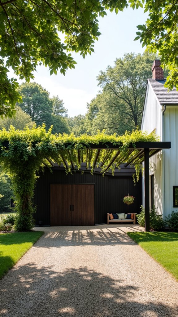 detached garage with pergola