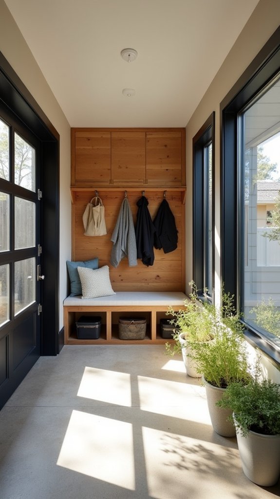 efficient mudroom garage integration