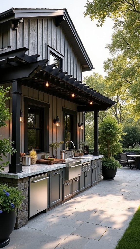elegant farmhouse outdoor kitchen