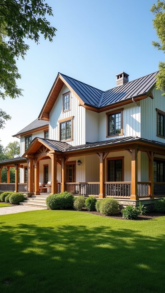 elegant farmhouse with porch