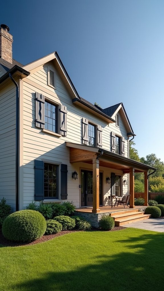 elegant greige farmhouse shutters