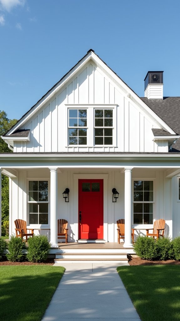 inviting white farmhouse entrance