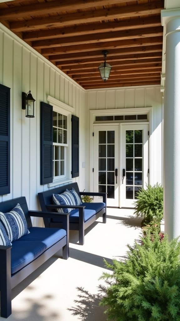 navy blue benches enhance coziness