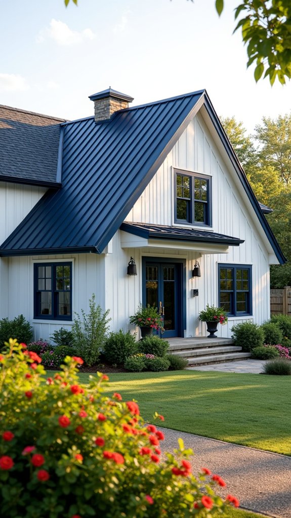 navy blue farmhouse roofs