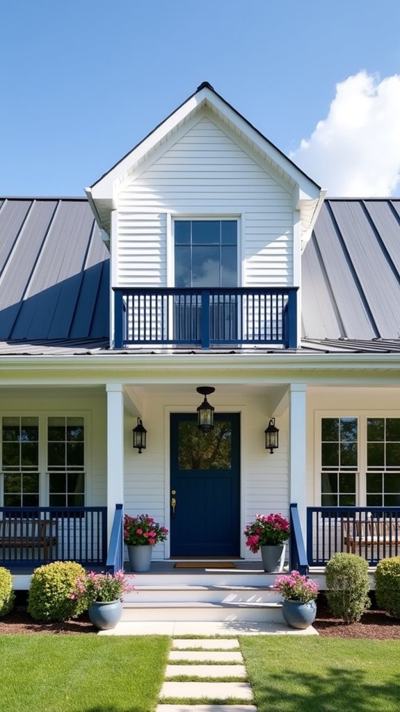 navy blue porch railings