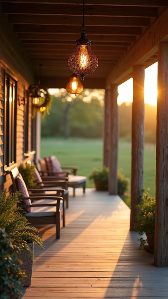 nostalgic rustic porch lighting