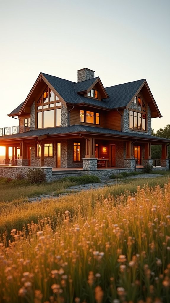 rustic farmhouse with stone accents