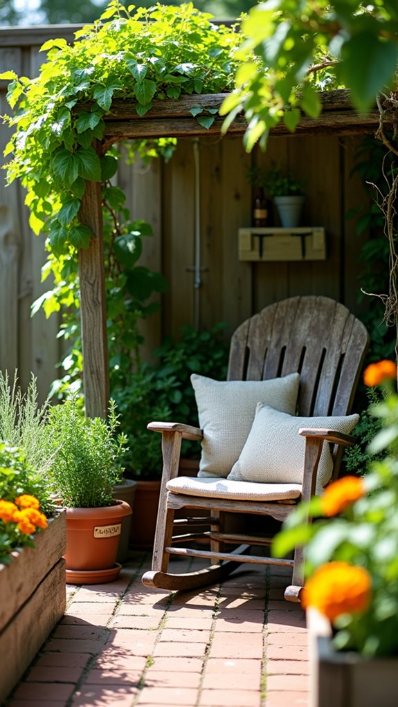 rustic herb garden nook