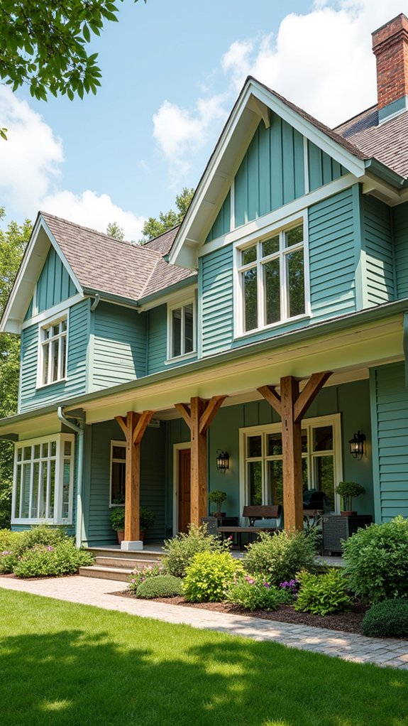 sage green farmhouse exterior charm