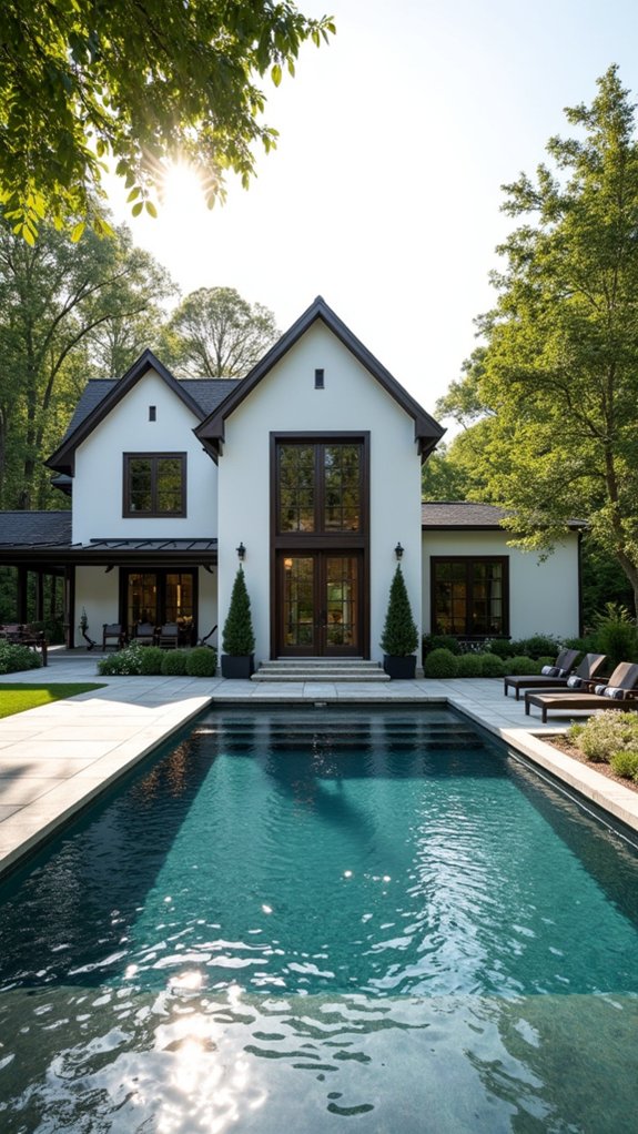 serene farmhouse waterfall pool
