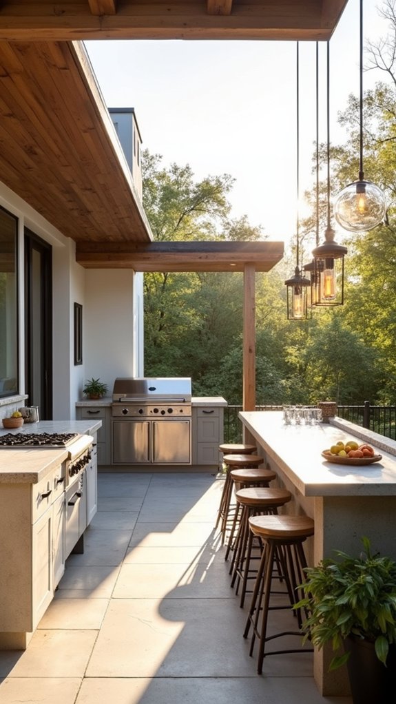 sleek farmhouse with outdoor bar