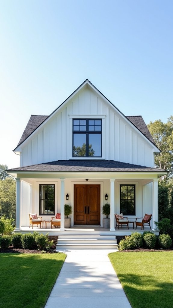 sleek minimalist white farmhouse
