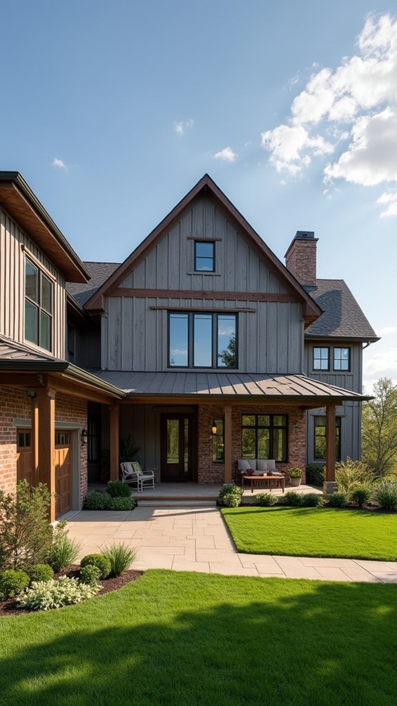 stylish brick and vertical siding