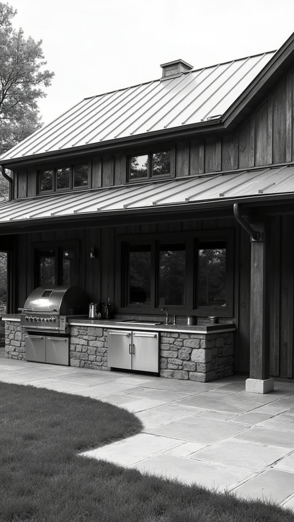 stylish farmhouse with pizza oven