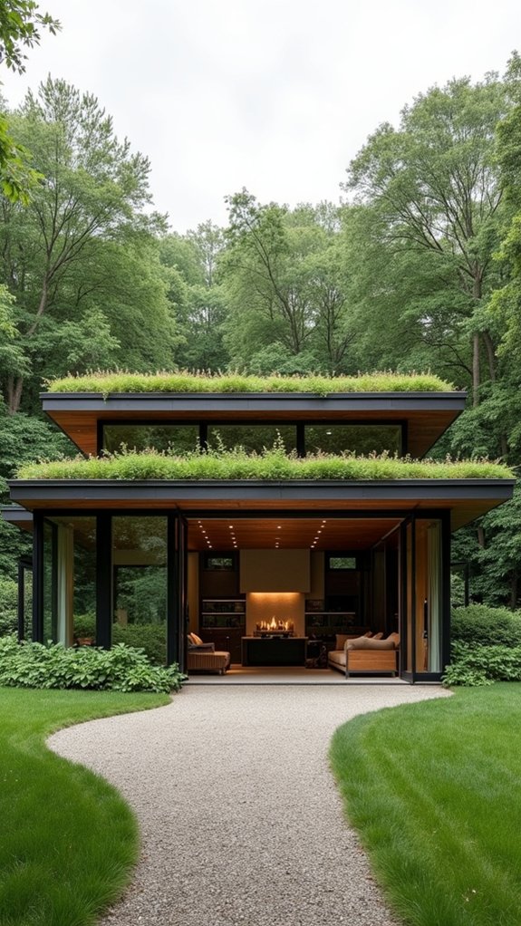 sustainable green roof garage