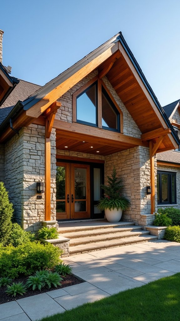 textured stone and wood