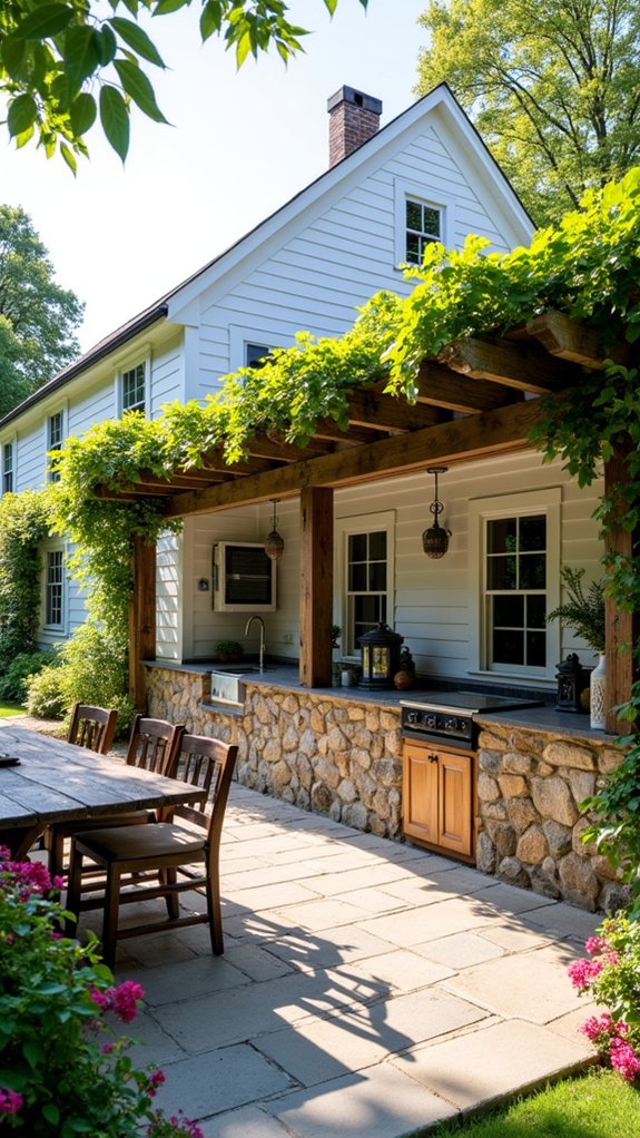 timeless white stone farmhouse