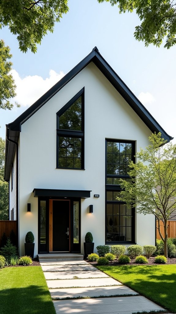 urban farmhouse with black windows